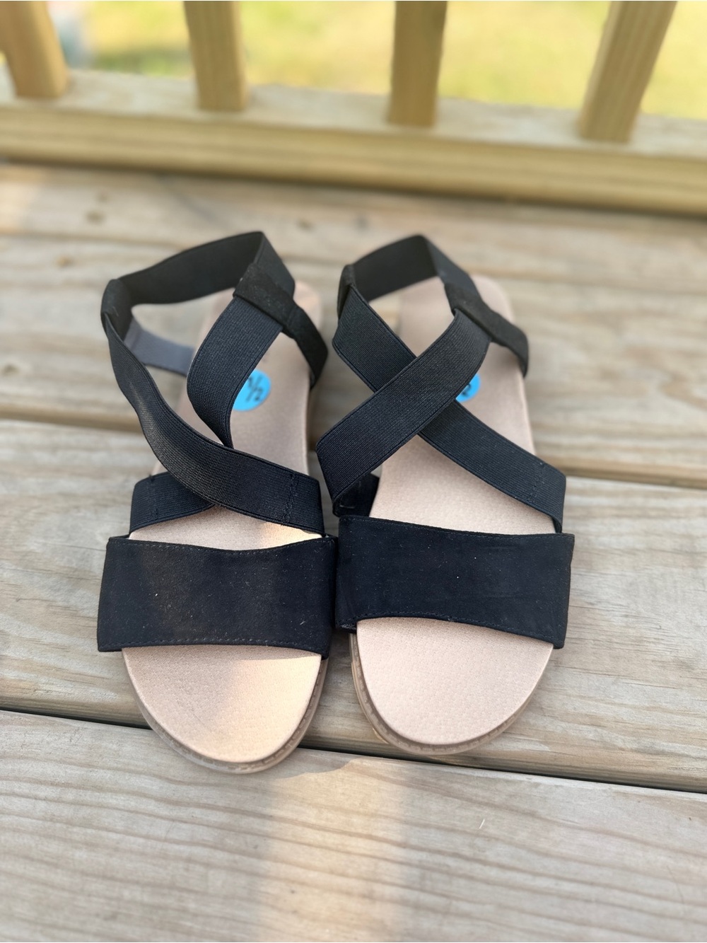 Dr. Scholl's Black Elastic Crossover Sandals